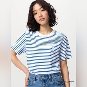 Uniqlo Miffy Blue and White Striped Short Sleeve Tee XS cotton